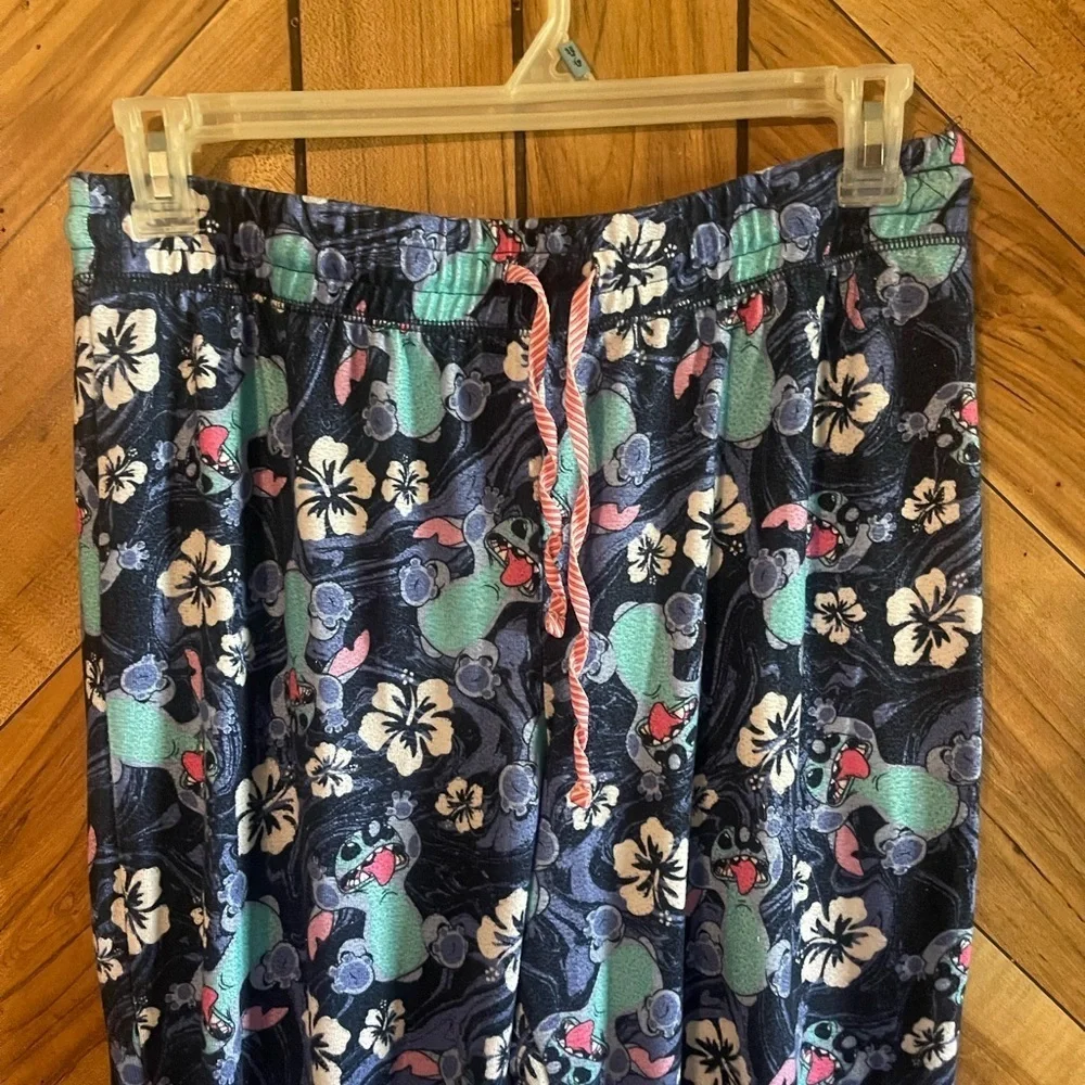 Disney Lilo & Stitch Floral Hawaiian Jogger Pajama Lounge Pants Women’s Large - Picture 4 of 7